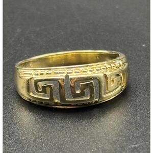 14k Yellow Gold Greek Key Band Ring - Size 11